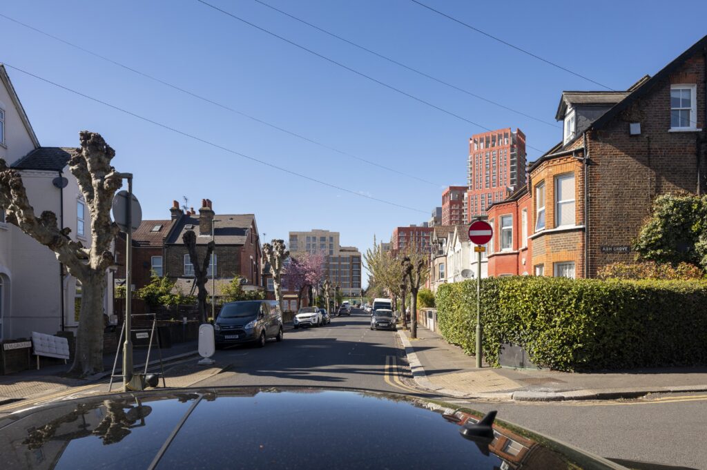 Developers' view of tower blocks seen looking along Elm Grove